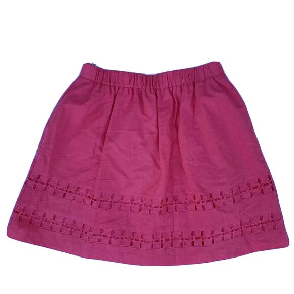 crown & ivy Dresses & Skirts - Crown & Ivy women coral reef Cut Out Eyelet Linen Elastic Waist Mini Skirt Sz 6
